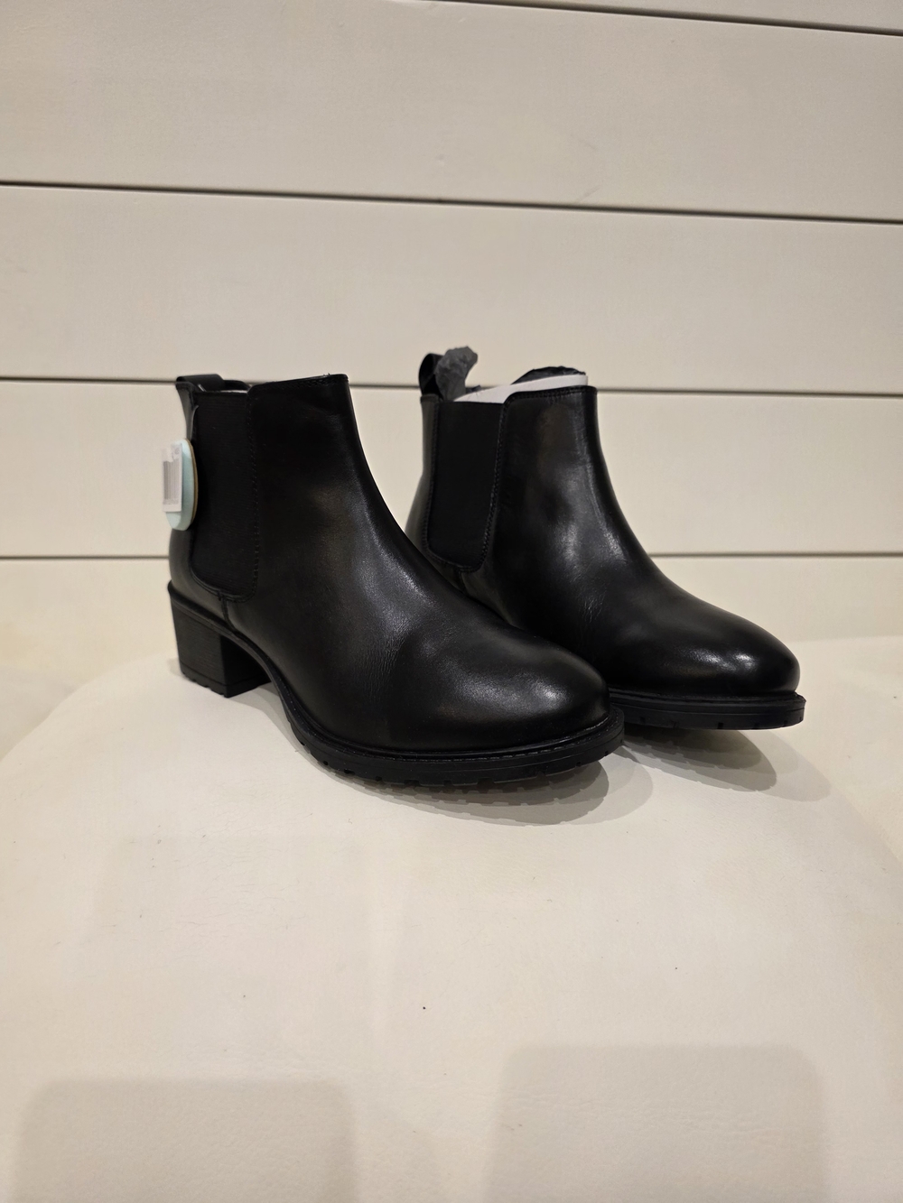 Women’s Black Leather Ankle Booties - Classic Block Heel